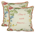 Set Of 2 Cushion Covers Digitally Printed 100% Cotton Canvas 240 Gsm 18 X 18 Inch ,Say It With Flowers