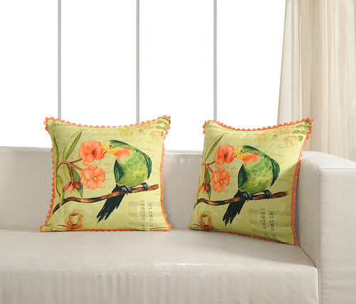 Digitally Printed 100% Cotton Canvas 240 Gsm 18 X 18 Inch Set Of 2 Cushion Covers,The Morning Sun