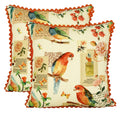 Digitally Printed 100% Cotton Canvas 240 Gsm 18 X 18 Inch Set Of 2 Cushion Covers,Birds And Flowers