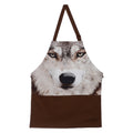 Digitally Printed Cotton Cooking Apron-Animal Face Kitchen Apron - 27 Inch x 22 Inch,Adjustable Length-100% Cotton Canvas-Wolf Face