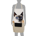 Digitally Printed Cotton Cooking Apron-Animal Face Kitchen Apron - 27 Inch x 22 Inch,Adjustable Length-100% Cotton Canvas-Pussy Cat Face