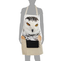 Digitally Printed Cotton Cooking Apron-Animal Face Kitchen Apron - 27 Inch x 22 Inch,Adjustable Length-100% Cotton Canvas-Sitting Owl Face