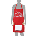 Screen Print Cooking Apron Duck Cotton - Kitchen Gifts for Women -31x26 Inch-Free Adjustable Size -Chef's Apron-I Love My Daughter