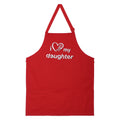 Screen Print Cooking Apron Duck Cotton - Kitchen Gifts for Women -31x26 Inch-Free Adjustable Size -Chef's Apron-I Love My Daughter