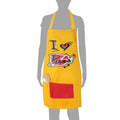 Screen Print Cooking Apron Duck Cotton - Kitchen Gifts for Women -31x26 Inch-Free Adjustable Size -Chef's Apron-I Love Pizza