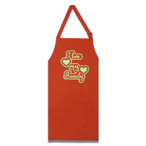 Screen Print Cooking Apron Duck Cotton - Kitchen Gifts for Women -31x26 Inch-Free Adjustable Size -Chef's Apron-I Love My Family