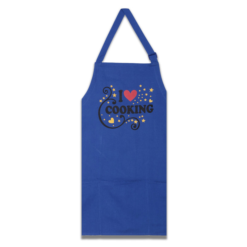 Screen Print Cooking Apron Duck Cotton - Kitchen Gifts for Women -31x26 Inch-Free Adjustable Size -Chef's Apron-I Love Cooking