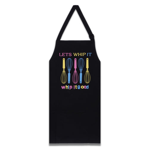 Screen Print Cooking Apron Duck Cotton - Kitchen Gifts for Women -31x26 Inch-Free Adjustable Size -Chef's Apron-Lets Whip It