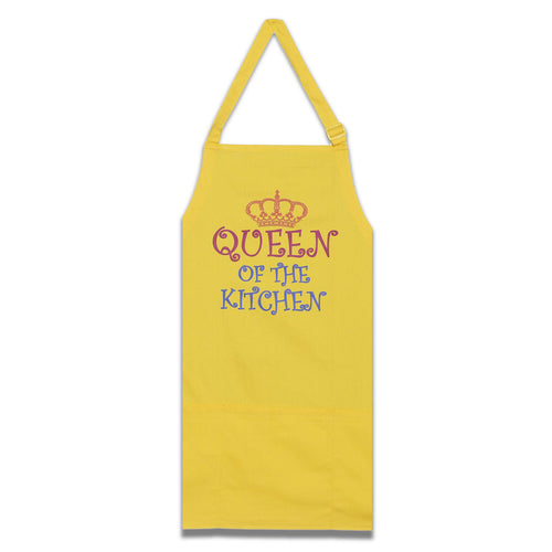 Screen Print Cooking Apron Duck Cotton - Kitchen Gifts for Women -31x26 Inch-Free Adjustable Size -Chef's Apron-Queen Of The Kitchen