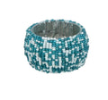 Shalinindia Handmade Beaded Napkin Rings Set With 6 Teal And White Glass Beaded Napkin Holders - 1.5 Inch in Size ATSS_9134_S6