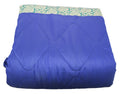 1 Quilted Bedcover With 2 Pillow Covers Queen Size Set Of 3,Faux Silk And Brocade Woven,Blue And Golden