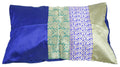 1 Quilted Bedcover With 2 Pillow Covers Queen Size Set Of 3,Faux Silk And Brocade Woven,Blue And Golden