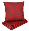 1 Bed Runner And 2 Cushion Cover Printed Faux Silk For Double Bed,Blue And Red