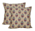 1 Bed Runner And 2 Cushion Cover Printed Faux Silk For Double Bed ,Brown With Maroon
