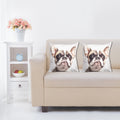 Shalinindia Digitally Printed Animal Face Cushion Cover Set Of 2,18x18 Inch,Faux Silk Dupion,French Bulldog