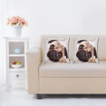 Shalinindia Digitally Printed Animal Face Cushion Cover Set Of 2,18x18 Inch,Faux Silk Dupion,Pug