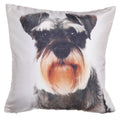 Shalinindia Digitally Printed Animal Face Cushion Cover Set Of 2,18x18 Inch,Faux Silk Dupion,Miniature Schnauzer