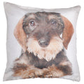 Shalinindia Digitally Printed Animal Face Cushion Cover Set Of 2,18x18 Inch,Faux Silk Dupion,Wire Haired Dachshund