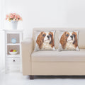 Shalinindia Digitally Printed Animal Face Cushion Cover Set Of 2,18x18 Inch,Faux Silk Dupion,Cavalier King Charles Spaniel 