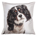 Shalinindia Digitally Printed Animal Face Cushion Cover Set Of 2,18x18 Inch,Faux Silk Dupion,King Charles Spaniel 