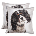 Shalinindia Digitally Printed Animal Face Cushion Cover Set Of 2,18x18 Inch,Faux Silk Dupion,King Charles Spaniel 