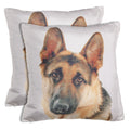 Shalinindia Digitally Printed Animal Face Cushion Cover Set Of 2,18x18 Inch,Faux Silk Dupion,German Shepherd