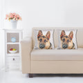 Shalinindia Digitally Printed Animal Face Cushion Cover Set Of 2,18x18 Inch,Faux Silk Dupion,German Shepherd