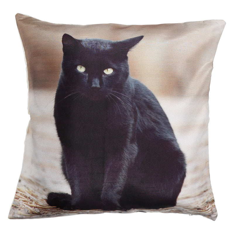 Shalinindia Digitally Printed Animal Face Cushion Cover Set Of 2,18x18 Inch,Faux Silk Dupion,Bombay Cat