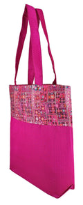 Digitally printed Brocade fashion bag 15 x 16 inch Faux Silk Dupion,PINK,Totes Shopping bag