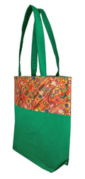 Digitally printed Brocade fashion bag 15 x 16 inch Faux Silk Dupion,GREEN,Totes Shopping bag