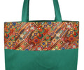 Digitally printed Brocade fashion bag 15 x 16 inch Faux Silk Dupion,GREEN,Totes Shopping bag