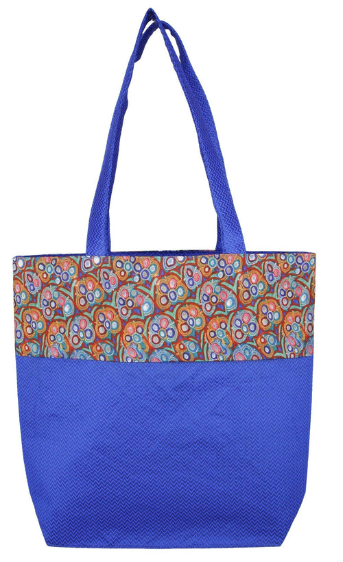 Digitally printed Brocade fashion bag 15 x 16 inch Faux Silk Dupion,BLUE,Totes Shopping bag