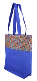 Digitally printed Brocade fashion bag 15 x 16 inch Faux Silk Dupion,BLUE,Totes Shopping bag