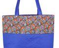 Digitally printed Brocade fashion bag 15 x 16 inch Faux Silk Dupion,BLUE,Totes Shopping bag