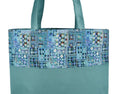 Digitally printed Brocade fashion bag 15 x 16 inch Faux Silk Dupion,TURQUOISE,Totes Shopping bag