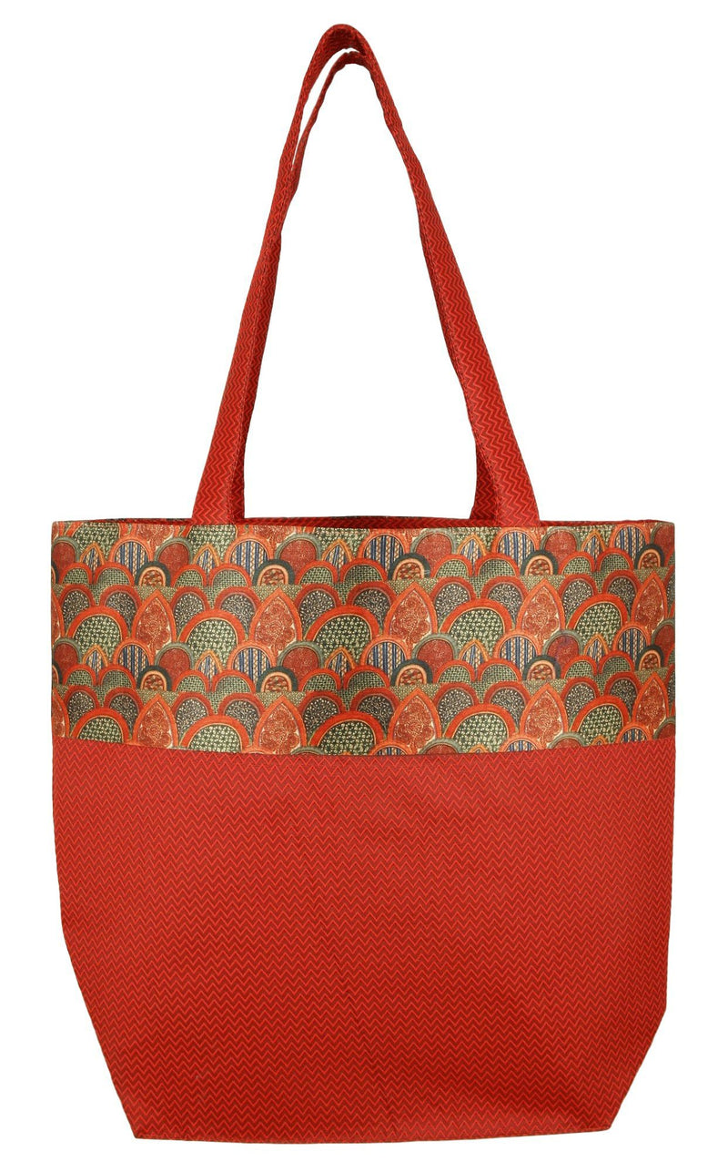 Digitally printed Brocade fashion bag 15 x 16 inch Faux Silk Dupion,RED ,Totes Shopping bag