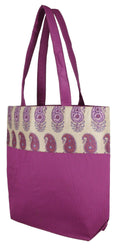 Digitally printed Brocade fashion bag 15 x 16 inch Faux Silk Dupion,PURPLE,Totes Shopping bag