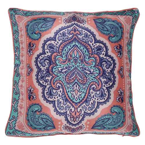 Shalinindia Digitally Printed Cushion Cover Faux Silk Dupion Set Of 2, 18 X 18 Inch Pillow Cushion Covers Zippered-Trapeze Trends