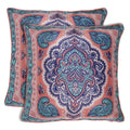 Shalinindia Digitally Printed Cushion Cover Faux Silk Dupion Set Of 2, 18 X 18 Inch Pillow Cushion Covers Zippered-Trapeze Trends