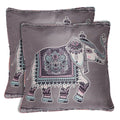 Shalinindia Digitally Printed Faux Silk Dupion Set Of 2, Cushion Covers 18 X 18 Zipper-Folk Elephants