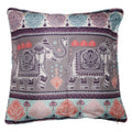 Shalinindia Digitally Printed Cushion Covers Set Of 2 Zippered Faux Silk Dupion 18 X 18 Inch -Folk Elephants