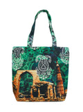 Digital Print Tote Fashion Bag Multipurpose Shopping Hand Bag,Waterproof Faux Silk and Polysatin Lining,16X14X4 Inch,Floral, Qutub Minar