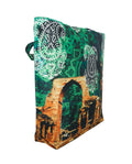 Digital Print Tote Fashion Bag Multipurpose Shopping Hand Bag,Waterproof Faux Silk and Polysatin Lining,16X14X4 Inch,Floral, Qutub Minar