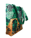 Digital Print Tote Fashion Bag Multipurpose Shopping Hand Bag,Waterproof Faux Silk and Polysatin Lining,16X14X4 Inch,Floral, Qutub Minar