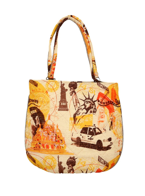 Digitally Printed Multicolor Fashion Tote Bags 100% Polyester Reversible Design Waterproof Quilted 15X16 Inch,FT79-4