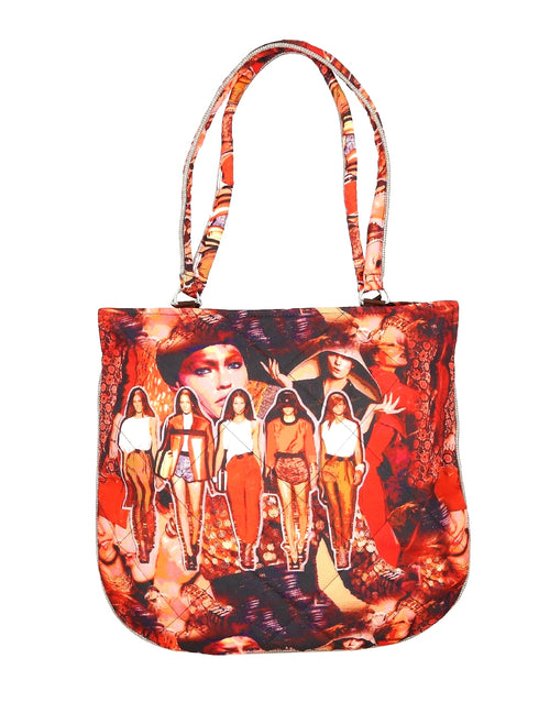 Digitally Printed Multicolor Fashion Tote Bags 100% Polyester Reversible Design Waterproof Quilted 15X16 Inch,FT79-7