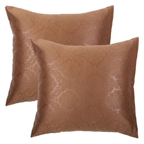 Shalinindia Jacquard Cushion Cover- Set of 2 Throw Pillow Covers With Zippered - 16 x 16 Inches,Polyster,Bark Brown