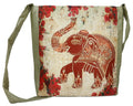 Indian Jhola Bag For Women Digital Print Cross Body Shoulder Bag Fashion Sling Bag Quilted Faux Silk,16x14x3 Inch,Dancing Elephant