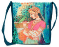 Indian Jhola Bag For Women Digital Print Cross Body Shoulder Bag Fashion Sling Bag Quilted Faux Silk,16x14x3 Inch,Ragini Ragamala And Parrot