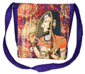 Indian Jhola Bag For Women Digital Print Cross Body Shoulder Bag Fashion Sling Bag Quilted Faux Silk,16x14x3 Inch,Mughal Queen